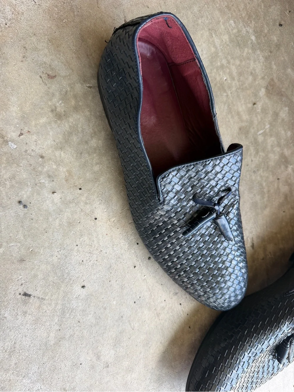 Mens Blue Woven Tassel Loafers